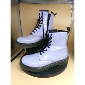 Dr Martens Kids Boots Lilac Patent Leather Side Zip Lace Up Size 7